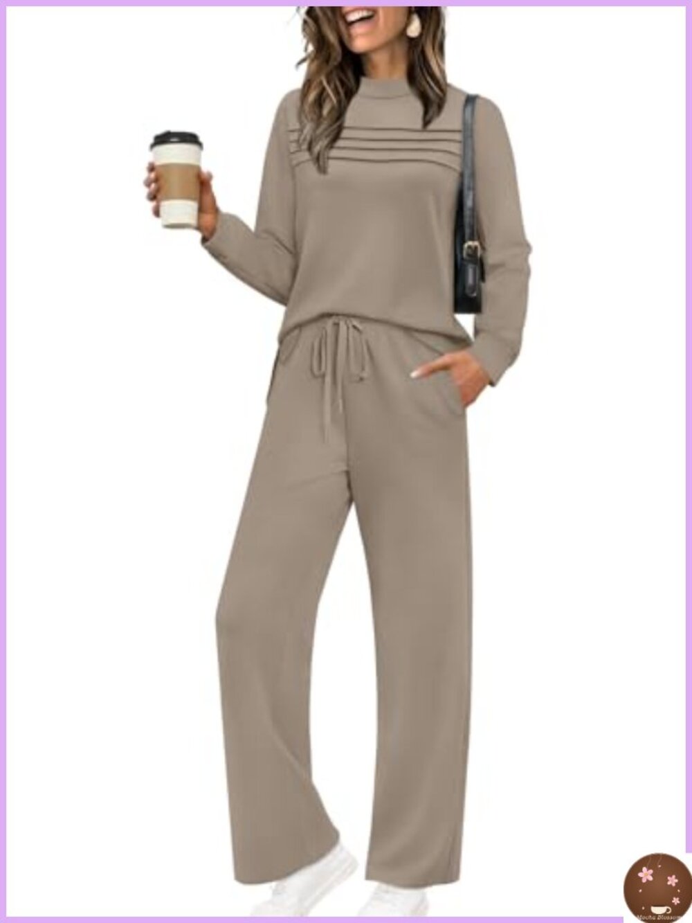 Women's Lounge Sets 2 Piece Fall Vacation Outfits Long Sleeve Wide Leg Pants